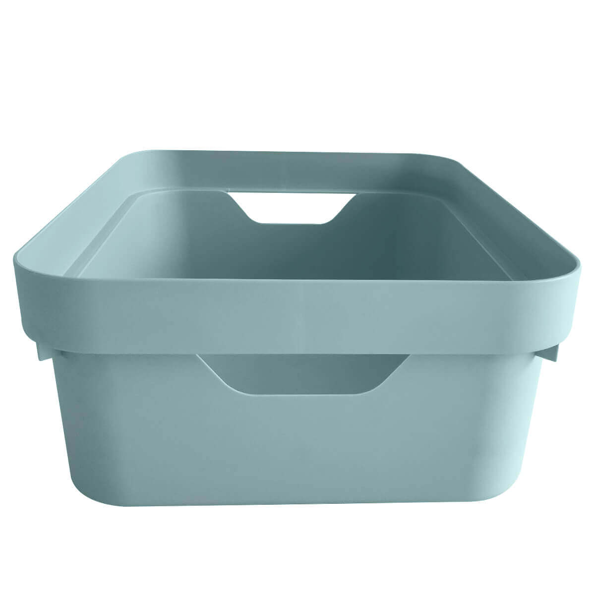 Conjunto 8 Caixas Organizadoras Cube Média 10,5L Plástico com Alças Laterais OU Azul Glacial
