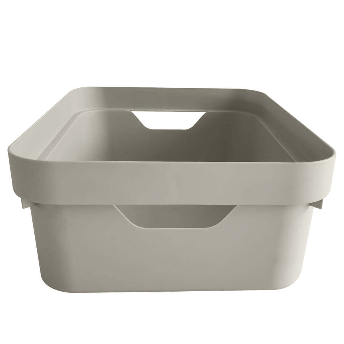 Conjunto 8 Caixas Organizadoras Cube Média 10,5L Plástico com Alças Laterais OU Bege
