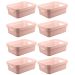 Conjunto 8 Caixas Organizadoras Cube Média 10,5L Plástico com Alças Laterais OU Rosé Nude