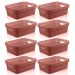 Conjunto 8 Caixas Organizadoras Cube Média 10,5L Plástico com Alças Laterais OU Terracota