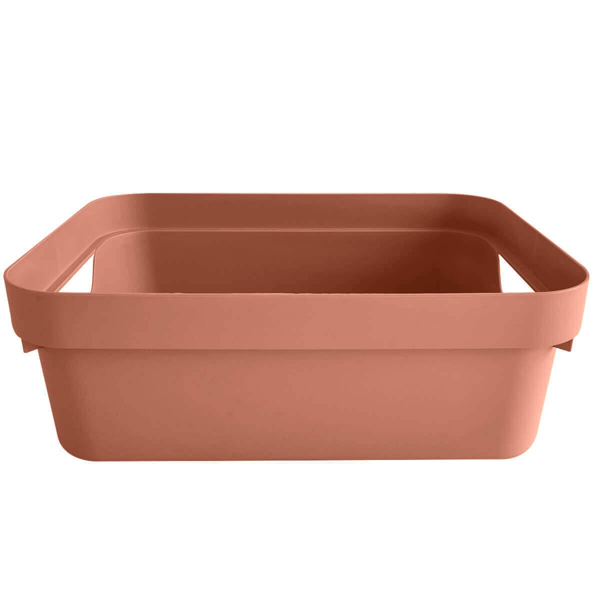 Conjunto 8 Caixas Organizadoras Cube Média 10,5L Plástico com Alças Laterais OU Terracota