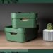 Conjunto 8 Caixas Organizadoras Cube Média 10,5L Plástico com Alças Laterais OU Verde Eucalipto
