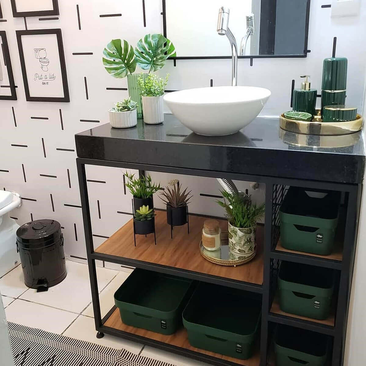 Conjunto 8 Caixas Organizadoras Cube Média 10,5L Plástico com Alças Laterais OU Verde Eucalipto