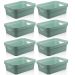 Conjunto 8 Caixas Organizadoras Cube Média 10,5L Plástico com Alças Laterais OU Verde Menta
