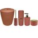 Conjunto Banheiro Lixeira Porta Escova Sabonete Líquido Porta Algodão Terracota Fechado