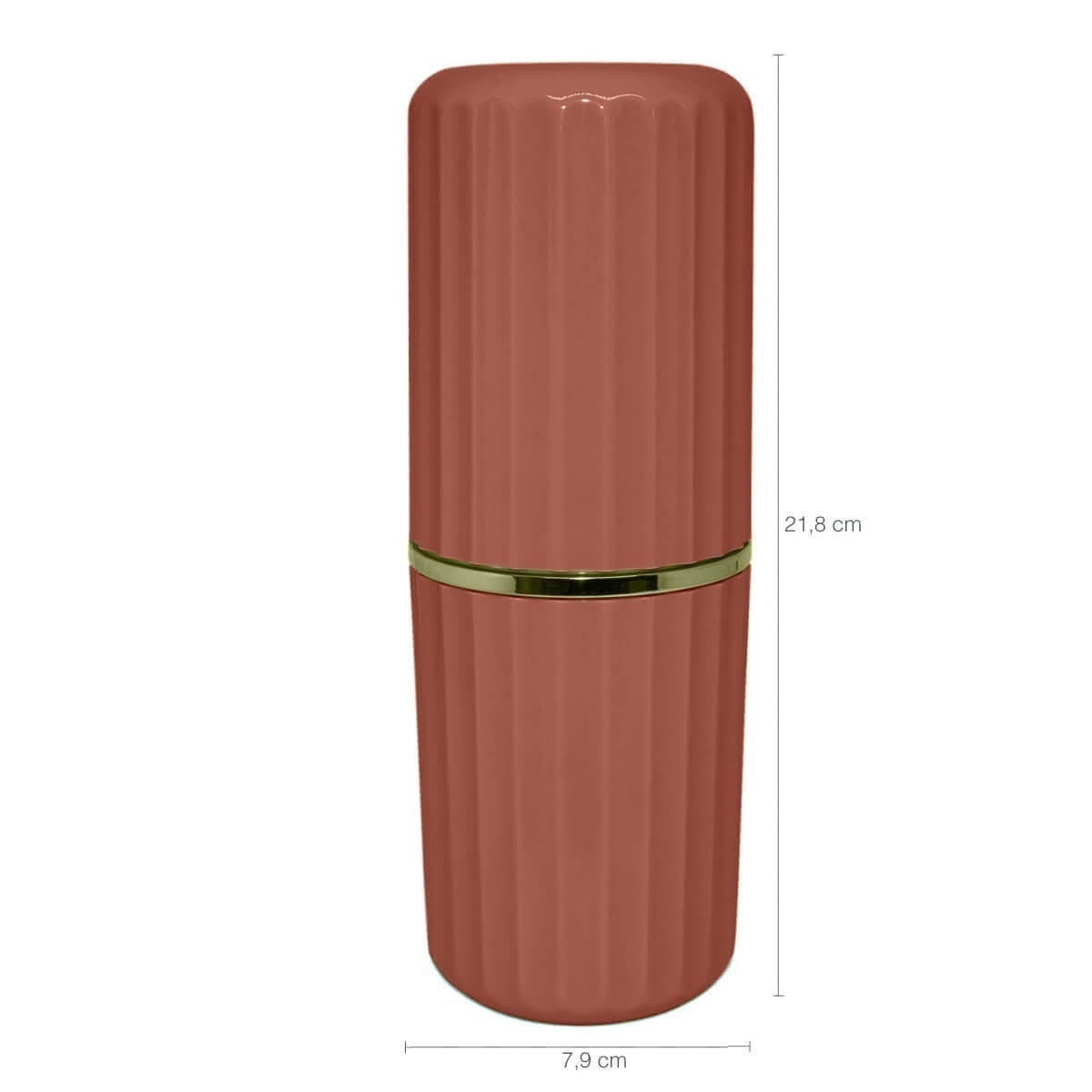 Conjunto Banheiro Lixeira Porta Escova Sabonete Líquido Porta Algodão Terracota Fechado