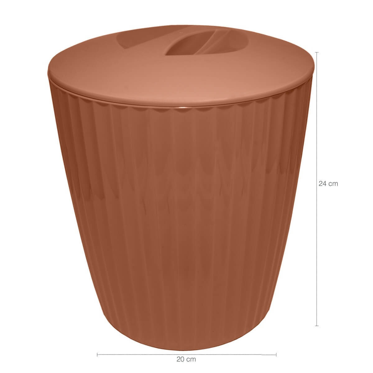 Conjunto Banheiro Lixeira Porta Escova Sabonete Líquido Porta Algodão Terracota Fechado