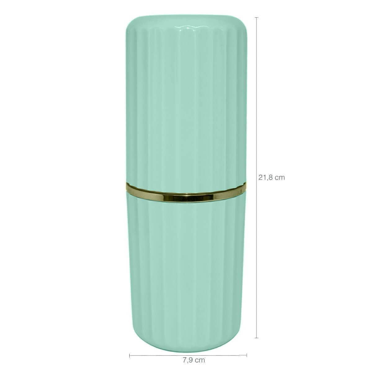 Conjunto Banheiro Lixeira Porta Escova Sabonete Líquido Porta Algodão Verde Menta Fechado
