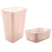 Conjunto Cesto Organizador Para Roupas Com Tampa E Caixa Organizadora Rosa Nude