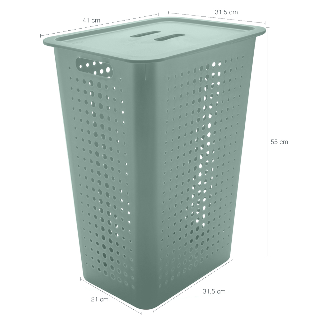 Conjunto Cesto Organizador Para Roupas Com Tampa E Caixa Organizadora Verde Eucalipto