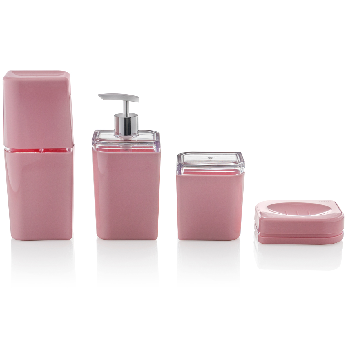 Conjunto De Banheiro Acessórios OU Organizadores Pia 4 Peças Rosa