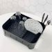 Conjunto Escorredor de Louça Pratos Talheres e Dispenser de Detergente 650ml Preto