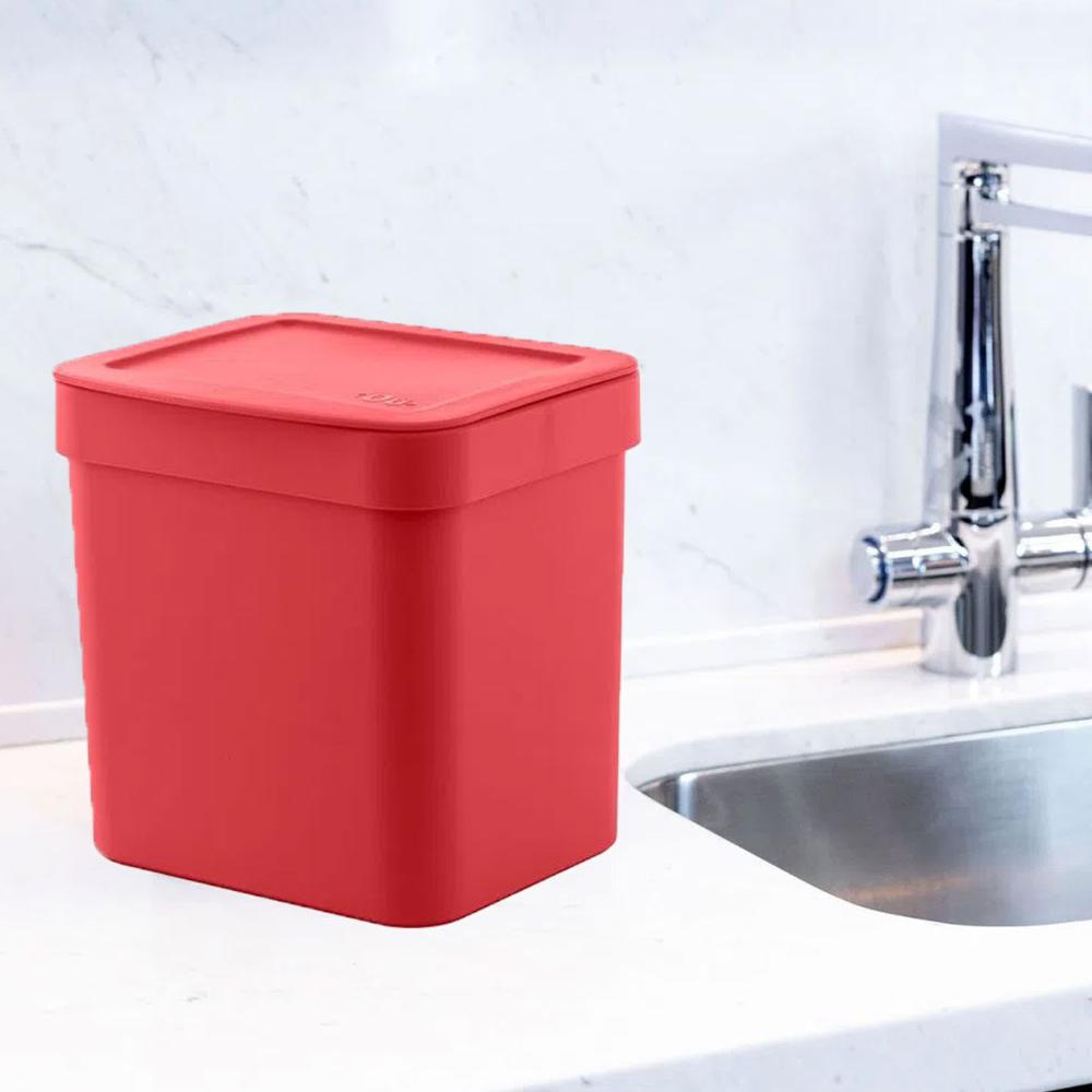 Conjunto Escorredor de Louças Pratos e Lixeira 2,5l OU para Pia ou Bancada Vermelho