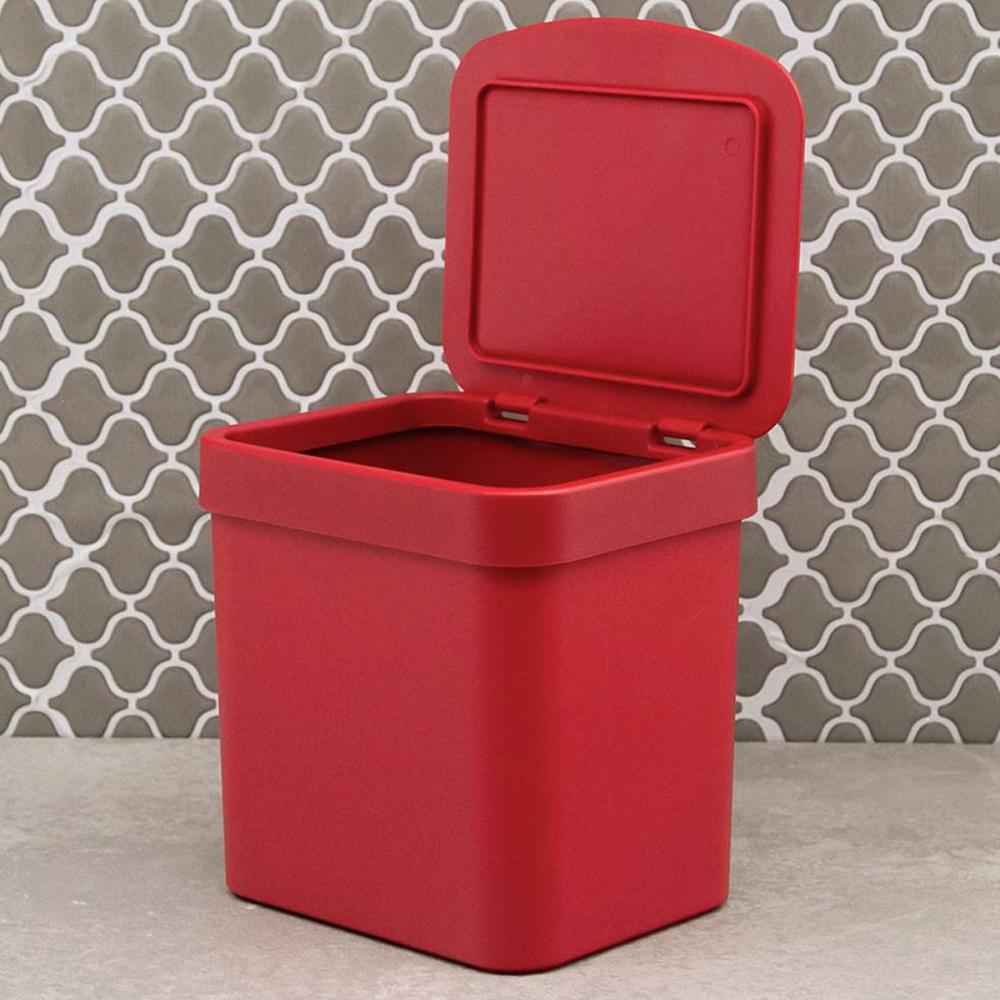 Conjunto Escorredor de Louças Pratos e Lixeira 2,5l OU para Pia ou Bancada Vermelho