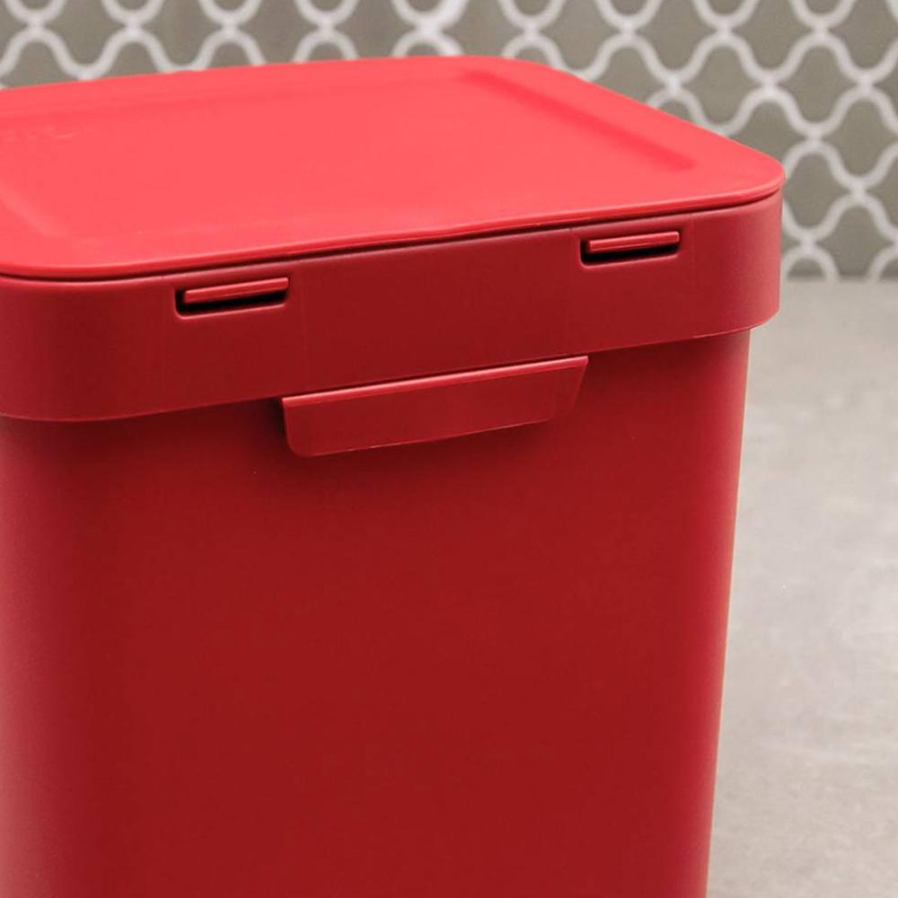 Conjunto Escorredor de Louças Pratos e Lixeira 2,5l OU para Pia ou Bancada Vermelho