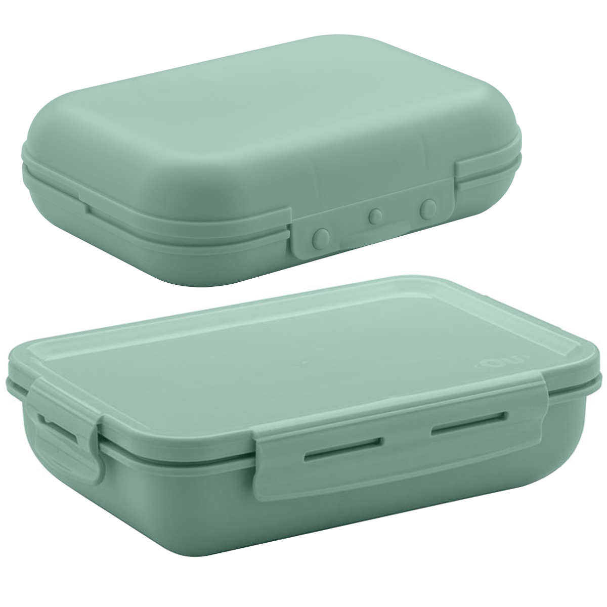 Conjunto Marmita Hermética E Sanduicheira Pote Para Lanches Frutas Verde Menta
