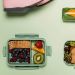 Conjunto Marmita Hermética E Sanduicheira Pote Para Lanches Frutas Verde Menta