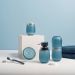 Conjunto Pia Banheiro Belly Soft Porta Escova Saboneteira Algodão Azul Glacial