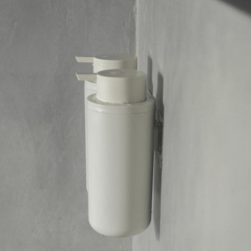 Conjunto Saboneteira e Dispenser de Sabonete Liquido Shampoo 500ml Piso Parede Bege Eleve Ou