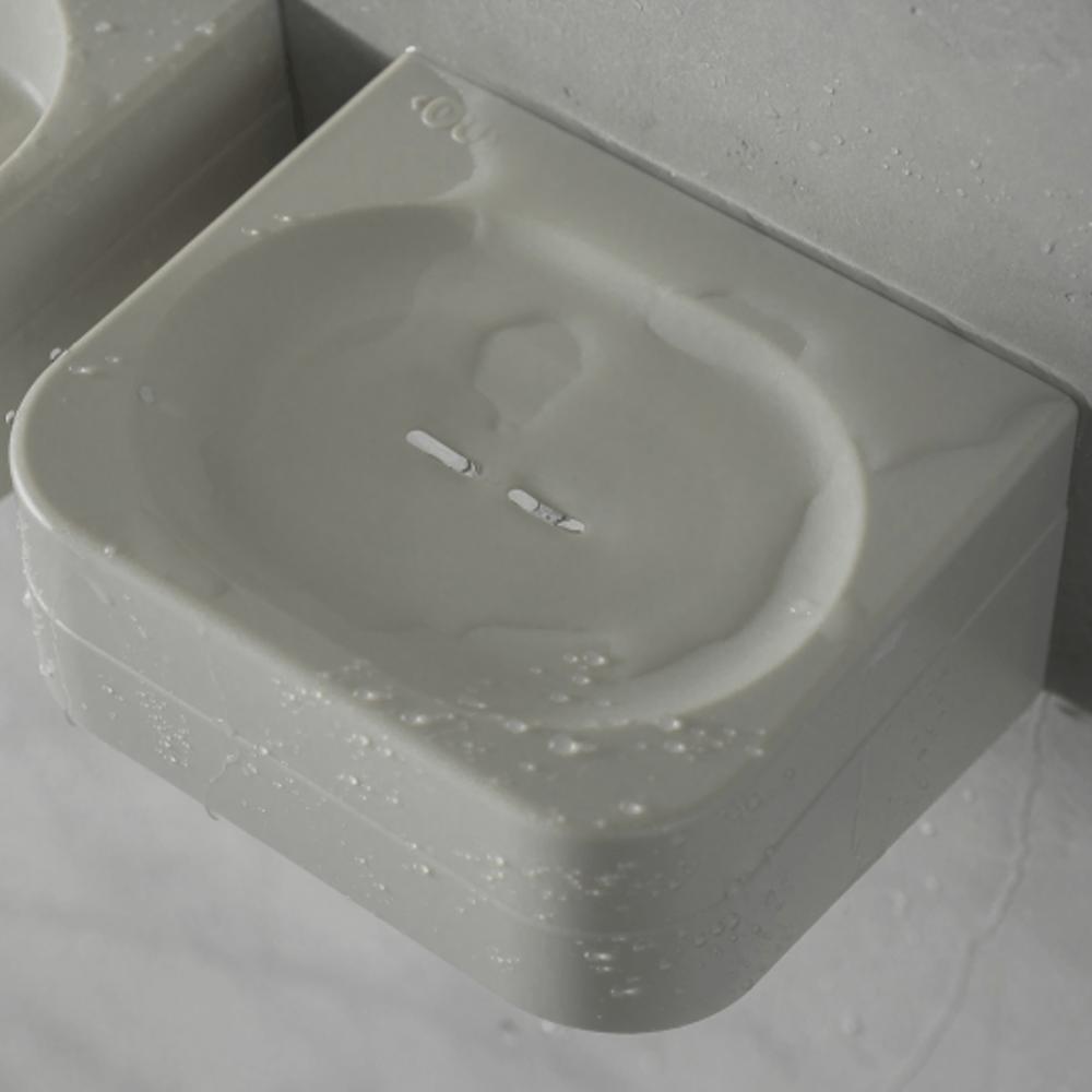 Conjunto Saboneteira e Dispenser de Sabonete Liquido Shampoo 500ml Piso Parede Bege Eleve Ou
