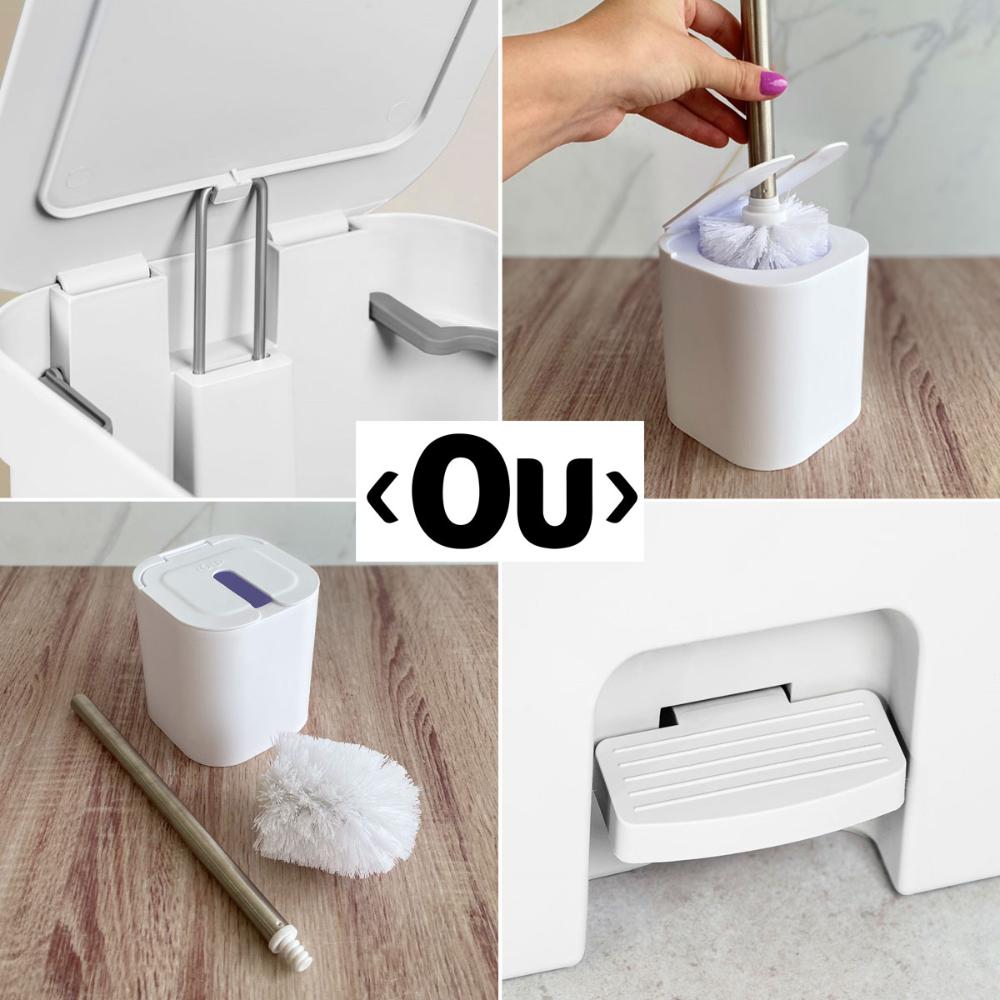 Conjunto de Banheiro Lixeira de Pedal Com Aro Interno 6L e E