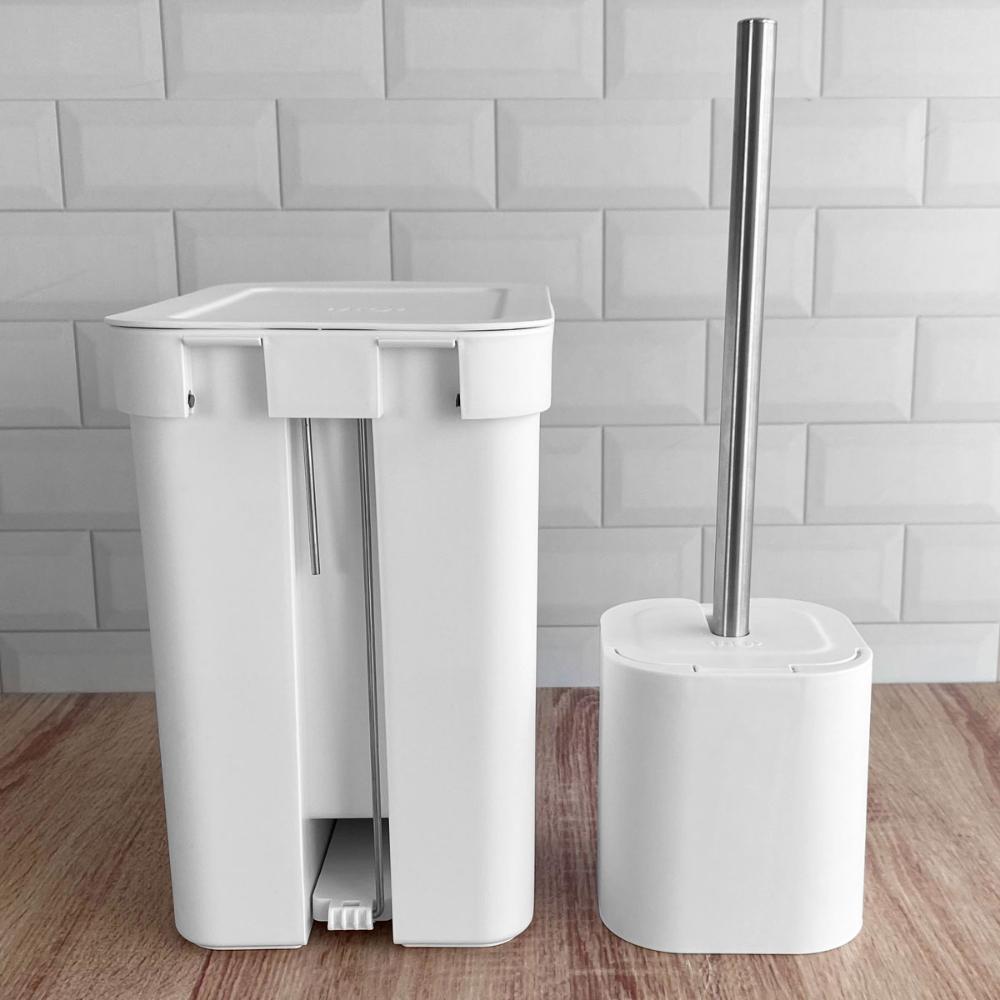 Conjunto de Banheiro Lixeira de Pedal Com Aro Interno 6L e E
