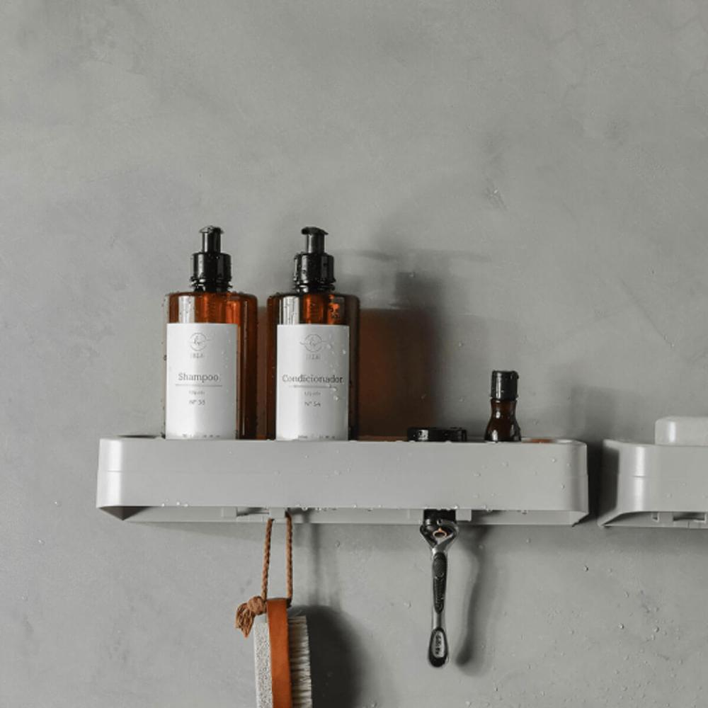 Conjunto para Banheiro Cantoneira Saboneteira e Porta Shampoo Bege Eleve Ou