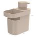 Dispenser De Detergente 650ml Organizador De Pia Porta Detergente E Esponja Bege OU