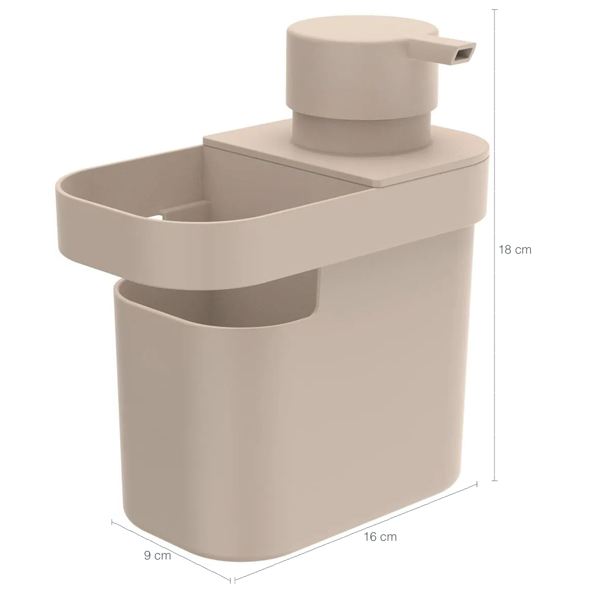 Dispenser De Detergente 650ml Organizador De Pia Porta Detergente E Esponja Bege OU
