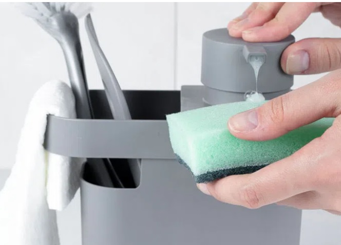 Dispenser Detergente  Organizador Pia Trium 650 ml preto Ou DT550 