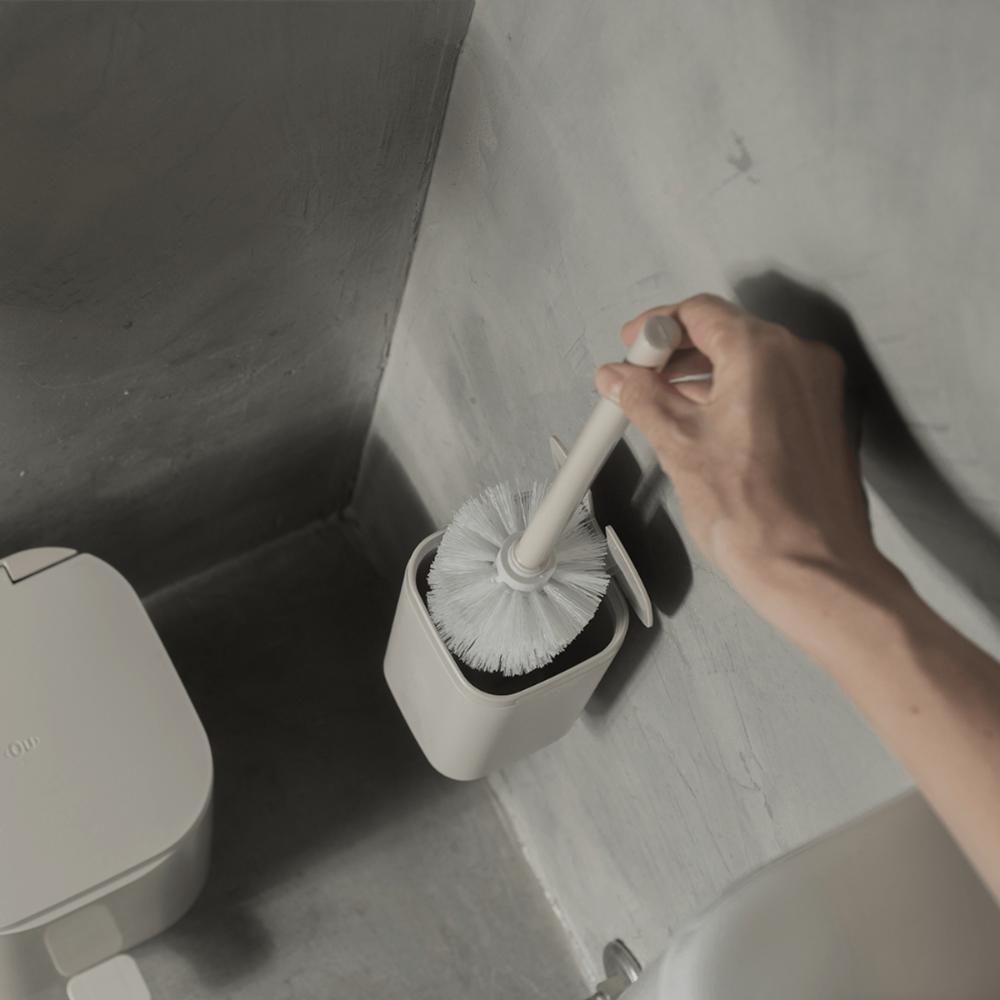 Escova Sanitária 10x30cm Bege Aura Ou Lavatina Suporte Piso Parede Banheiro Vaso