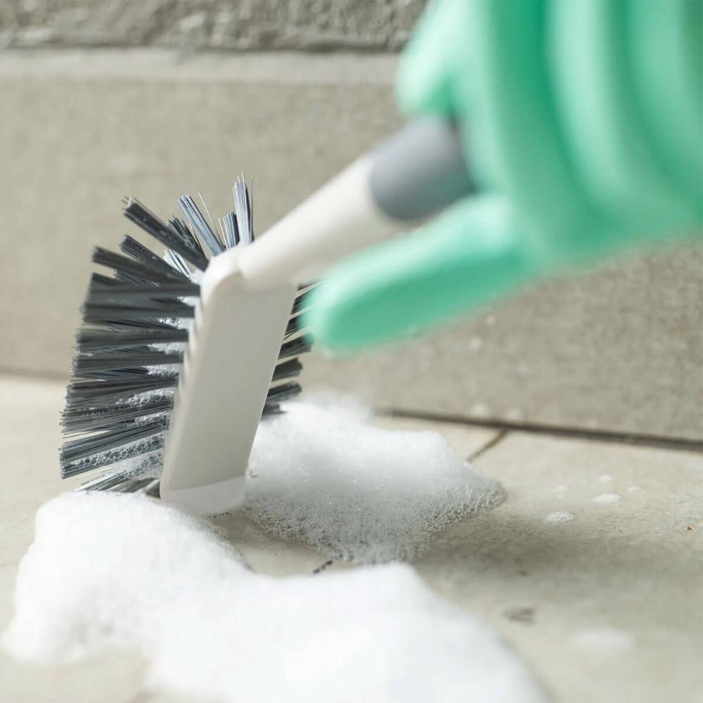 Escova de Limpeza Angular Flow Bege Escovão Limpar Piso Banheiro Chão Ou
