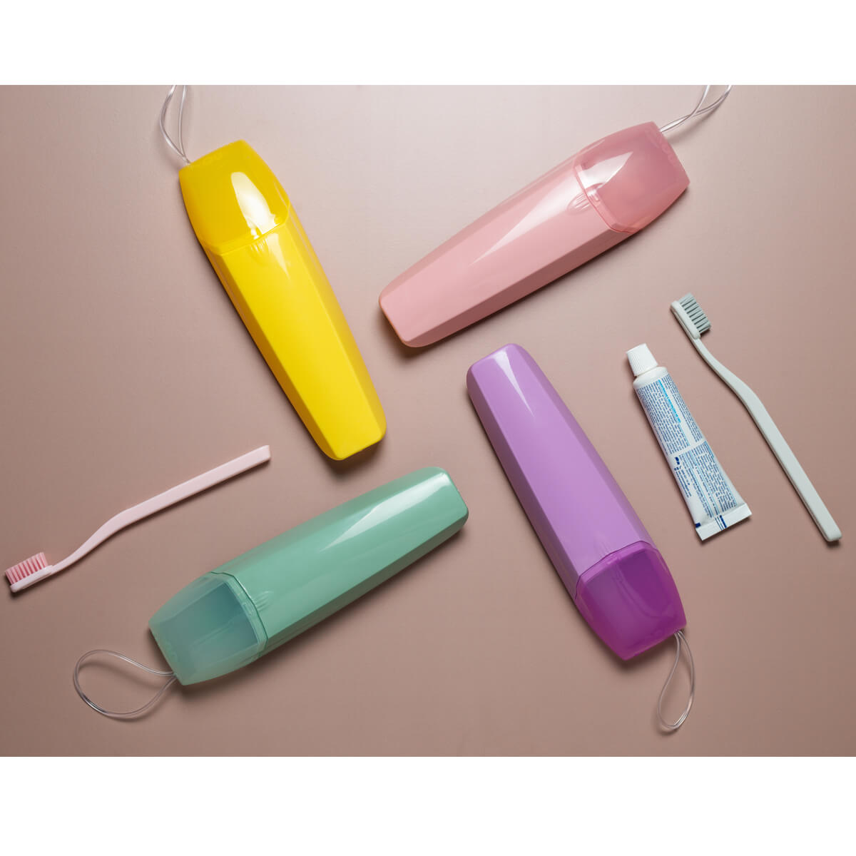 Estojo Porta Escovas De Dente Creme Dental Portátil Mala Lilás