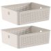 Kit 2 Cestos Organizadores Multiuso 12L Bege Flow 34x27x13cm Ou Lavanderia Closet