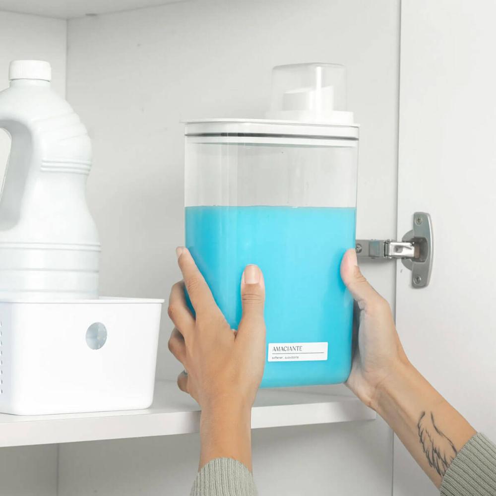 Kit 2 Dispenser para Sabão Líquido Amaciante 1,5L e 2,3L Flow Tampa Medidora Ou