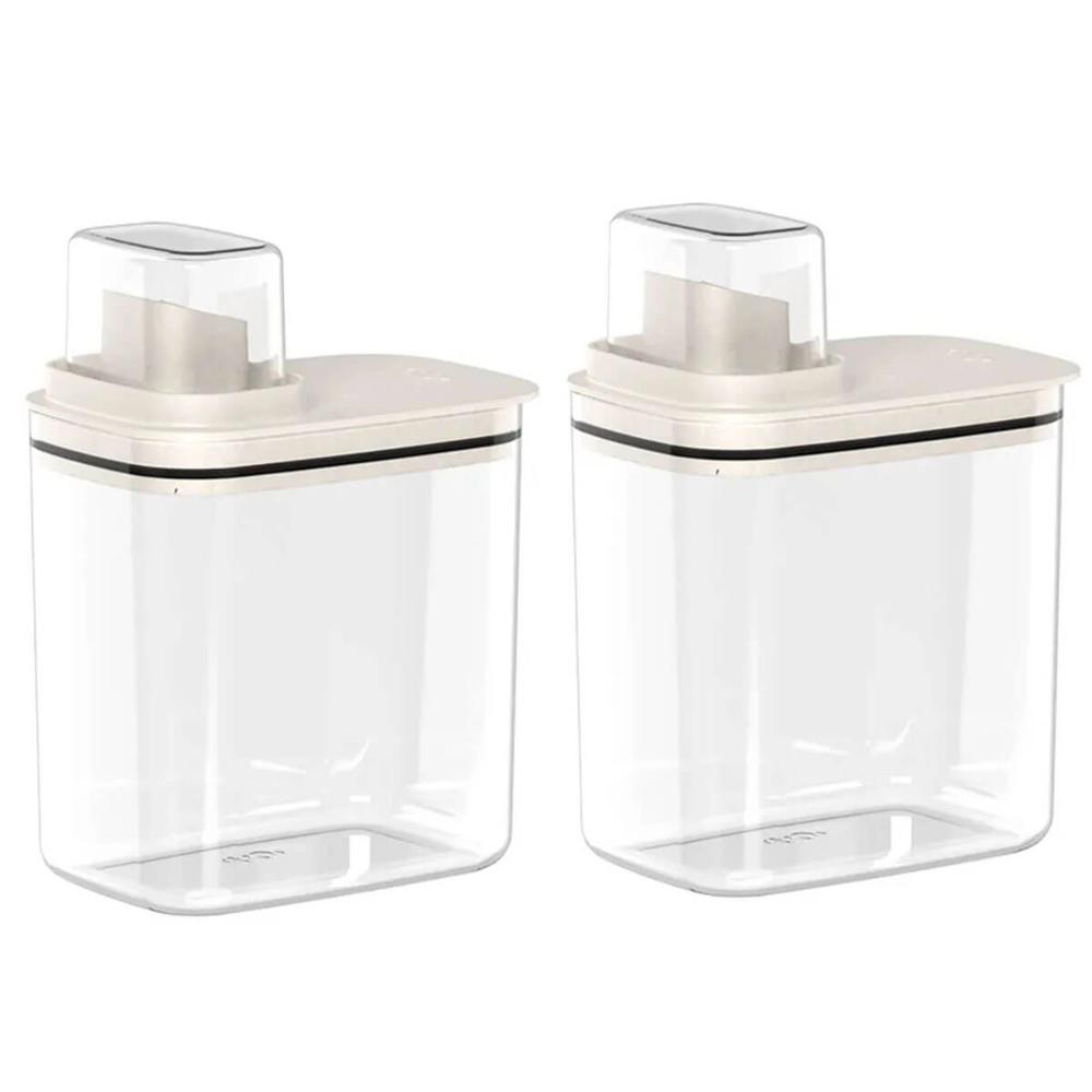 Kit 2 Dispensers para Amaciante e Sabão Líquido 1,5L Flow Bege com Tampa Medidora Ou