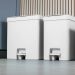 Kit 2 Lixeiras de Pedal com Aro Interno 12 Litros e 20 Litros Dupla Seletiva OU Trium Branco