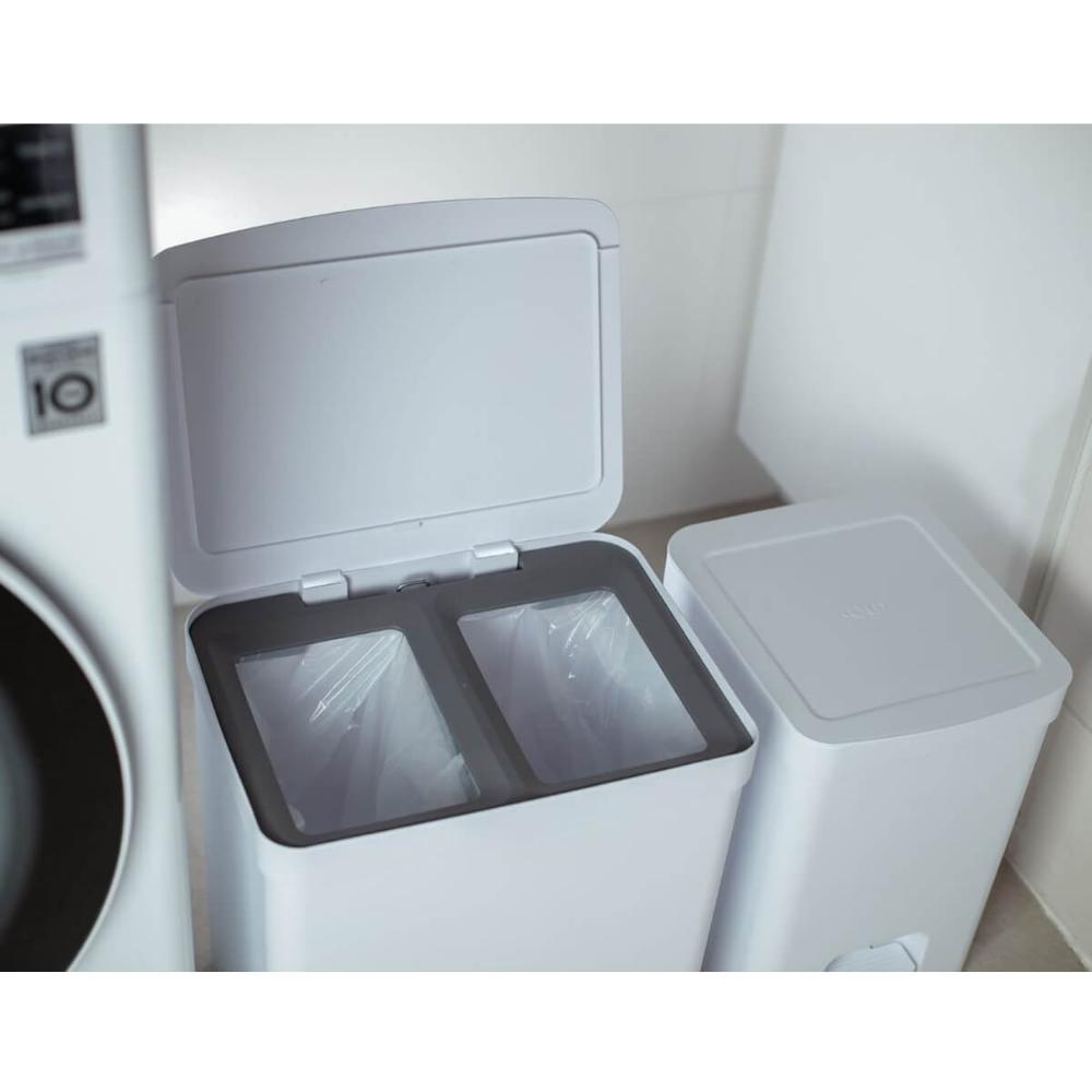 Kit 2 Lixeiras de Pedal com Aro Interno 12 Litros e 20 Litros Dupla Seletiva OU Trium Branco