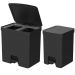 Kit 2 Lixeiras de Pedal com Aro Interno 12 Litros e 20 Litros Dupla Seletiva OU Trium Preto