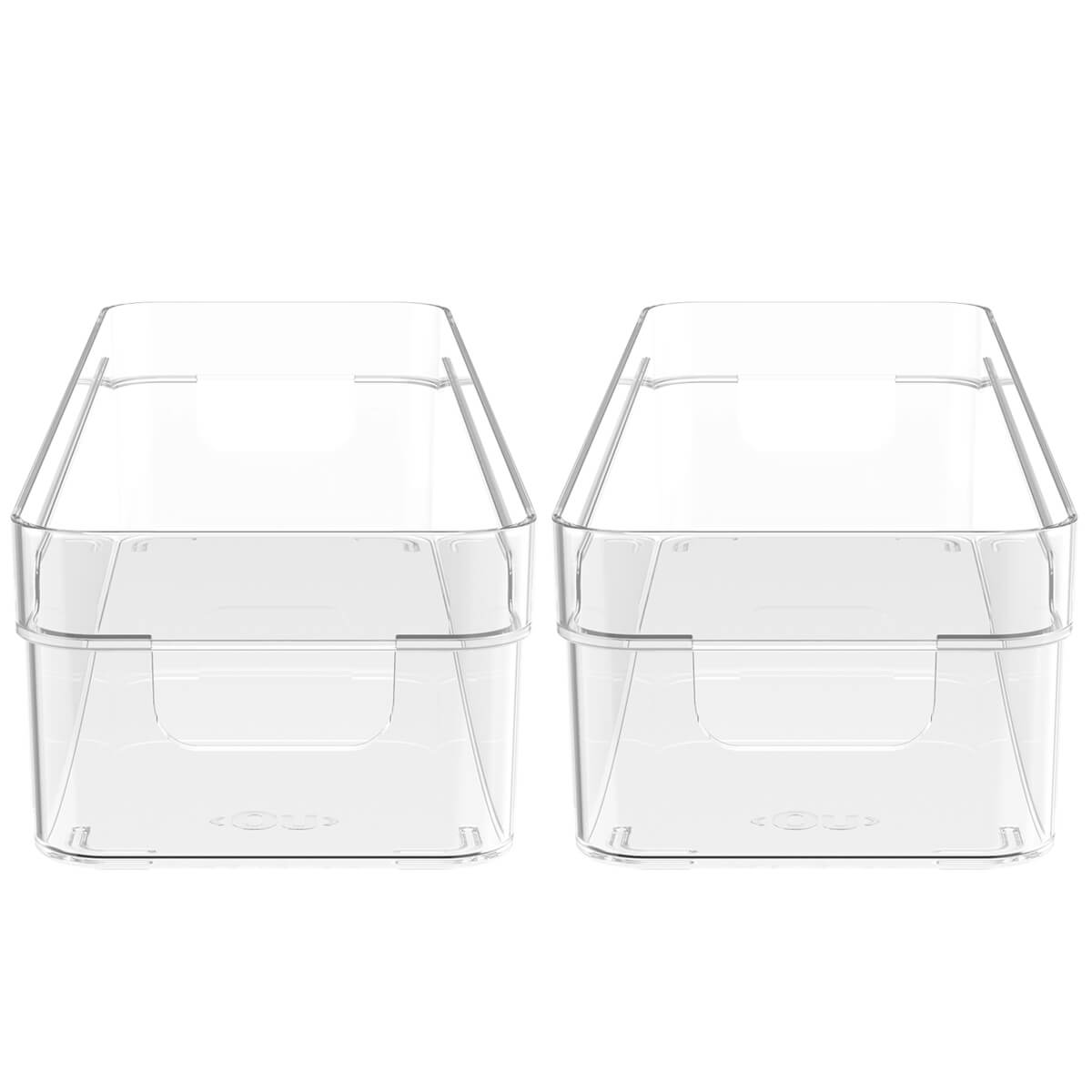 Kit 2 Organizadores De Armário 30x10x7cm Caixas Organizadoras Retangulares Com Alças Clear OU