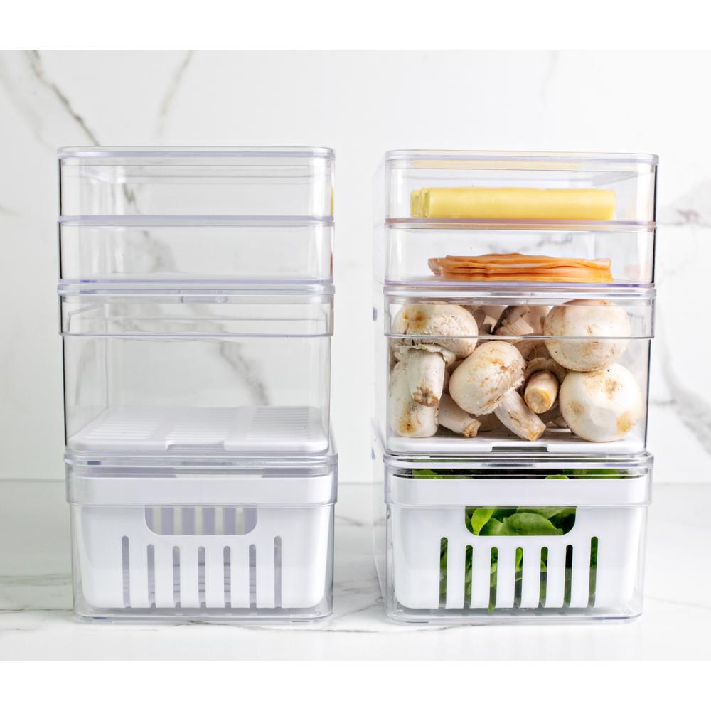 Kit 2 Organizadores De Geladeira 2,2L E Porta Frios Duplo Organizadores Clear Fresh OU