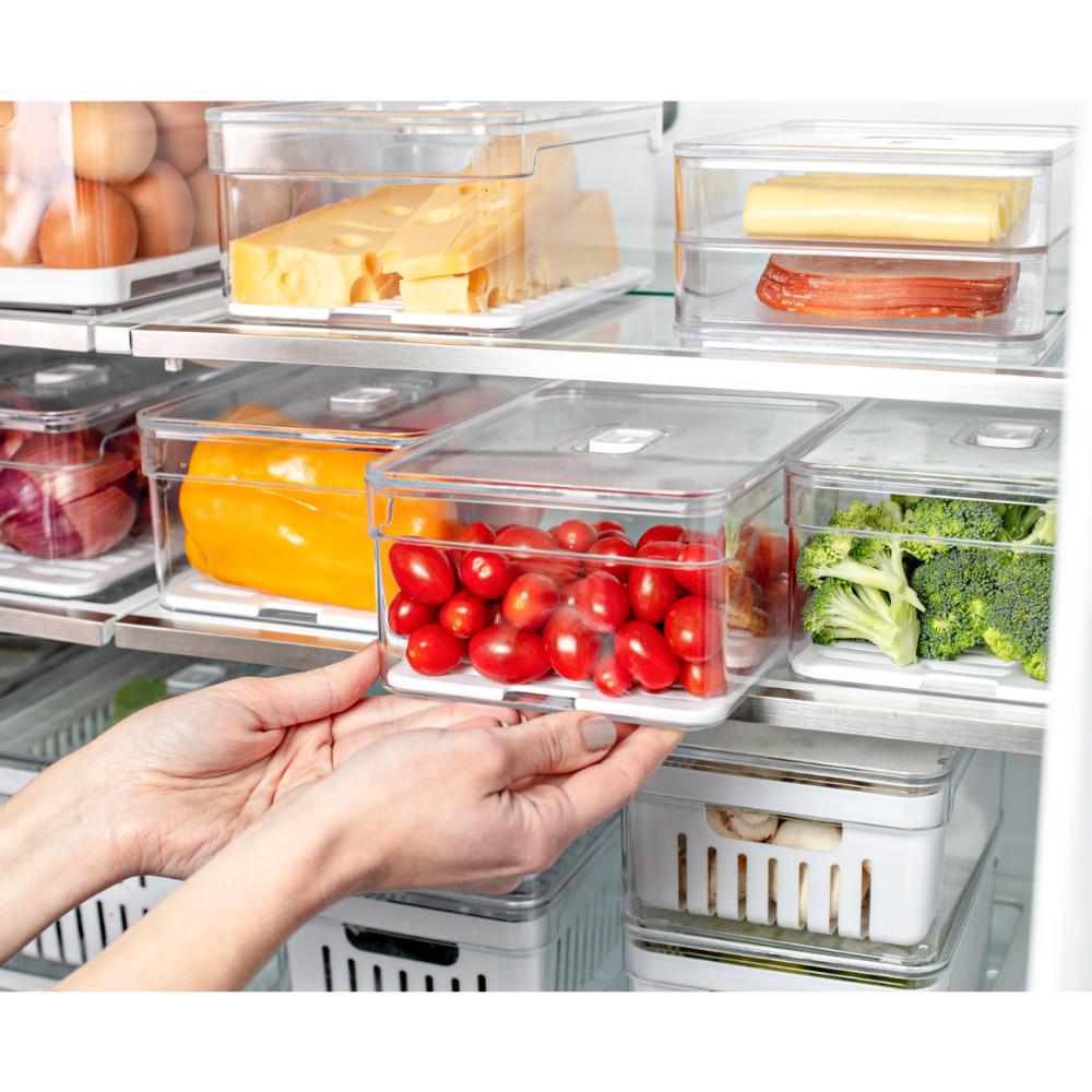 Kit 2 Organizadores De Geladeira 2,2L E Porta Frios Duplo Organizadores Clear Fresh OU