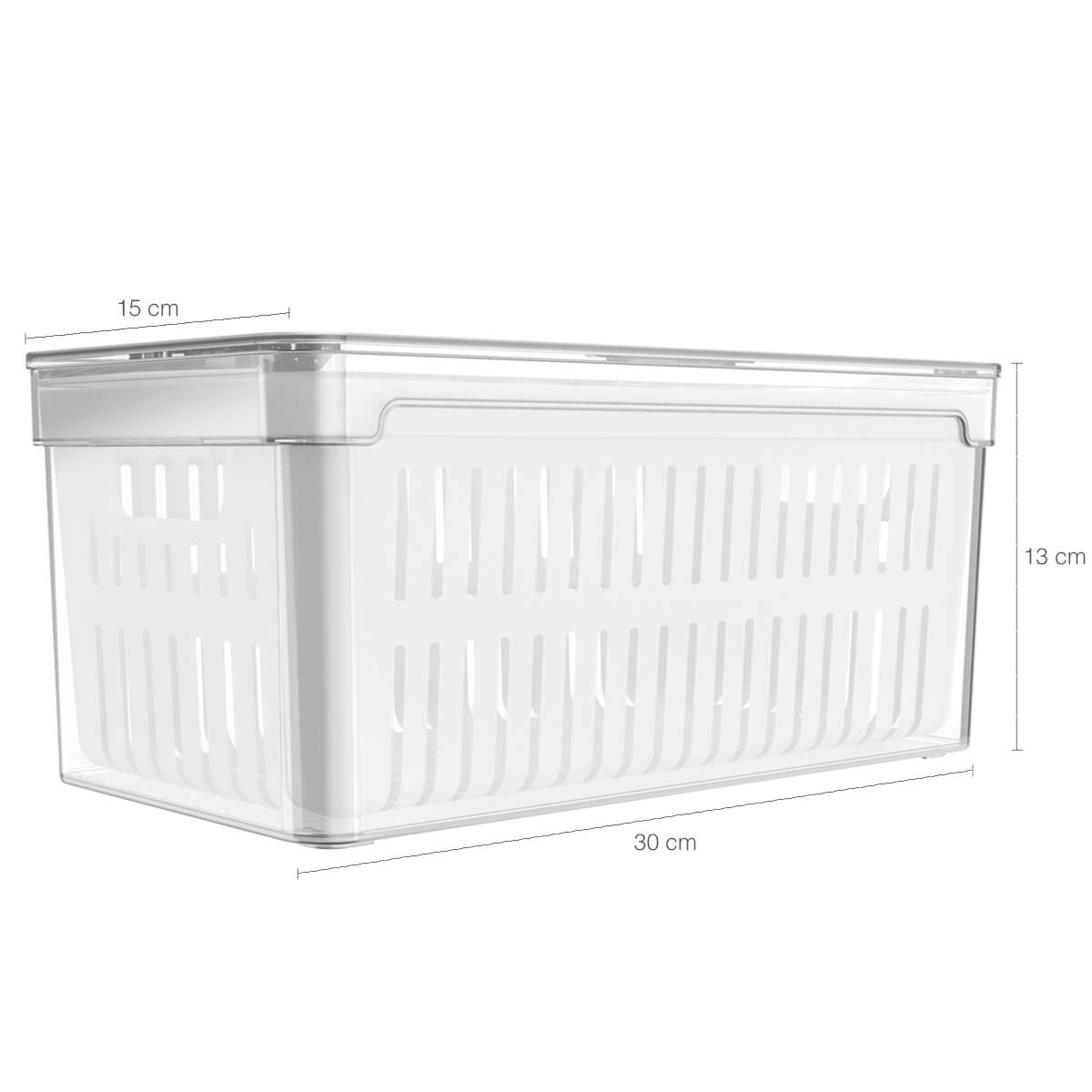 Kit 2 Organizadores De Geladeira Com Escorredor 5L Caixas Plásticas Para Legumes Clear Fresh OU