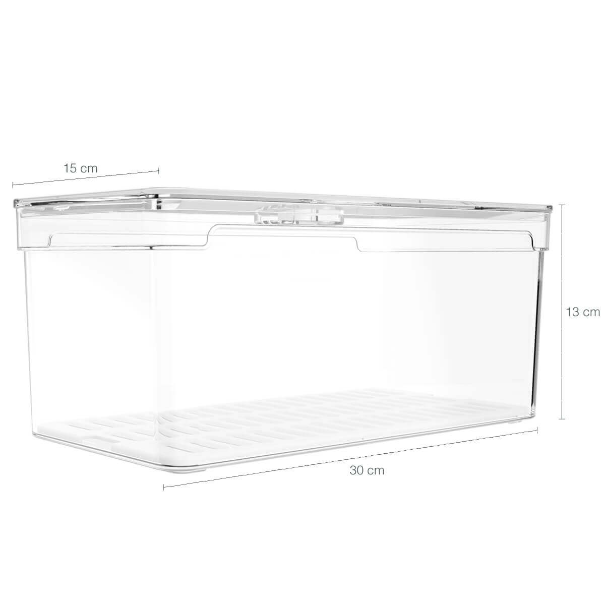 Kit 2 Organizadores De Geladeira Porta Ovos 36 Un Porta Frutas Legumes Verduras 5L Clear Fresh OU