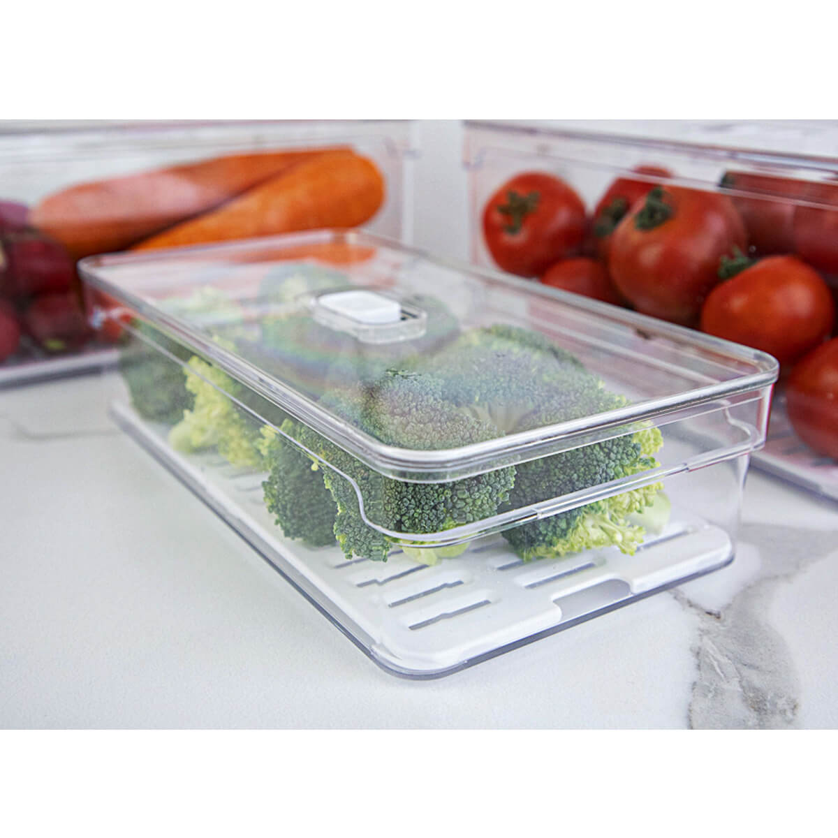 Kit 2 Organizadores Geladeira 2,8L Cozinha Multiuso Com Respiradouro Frutas Legumes Clear Fresh OU