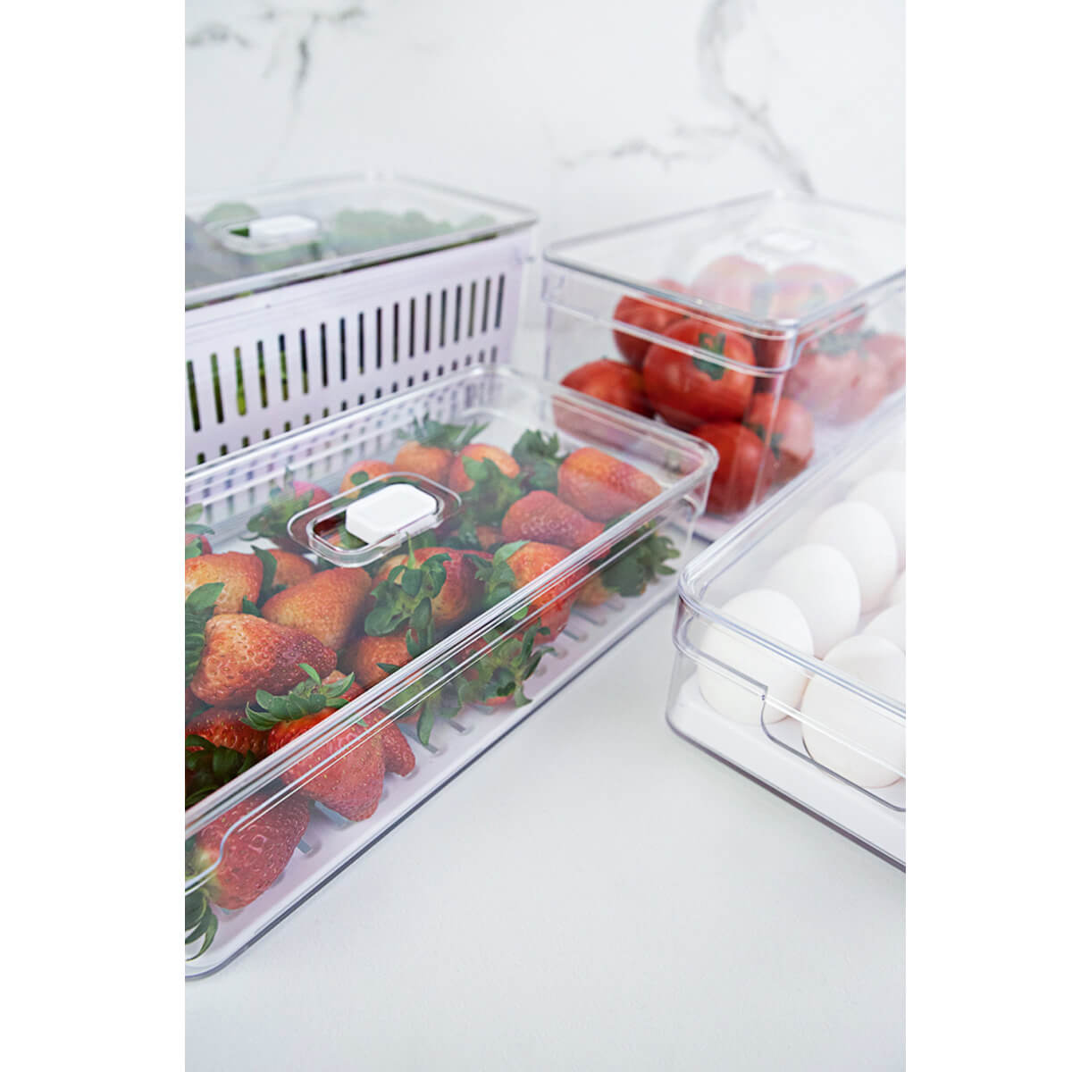 Kit 2 Organizadores Geladeira 2,8L Cozinha Multiuso Com Respiradouro Frutas Legumes Clear Fresh OU