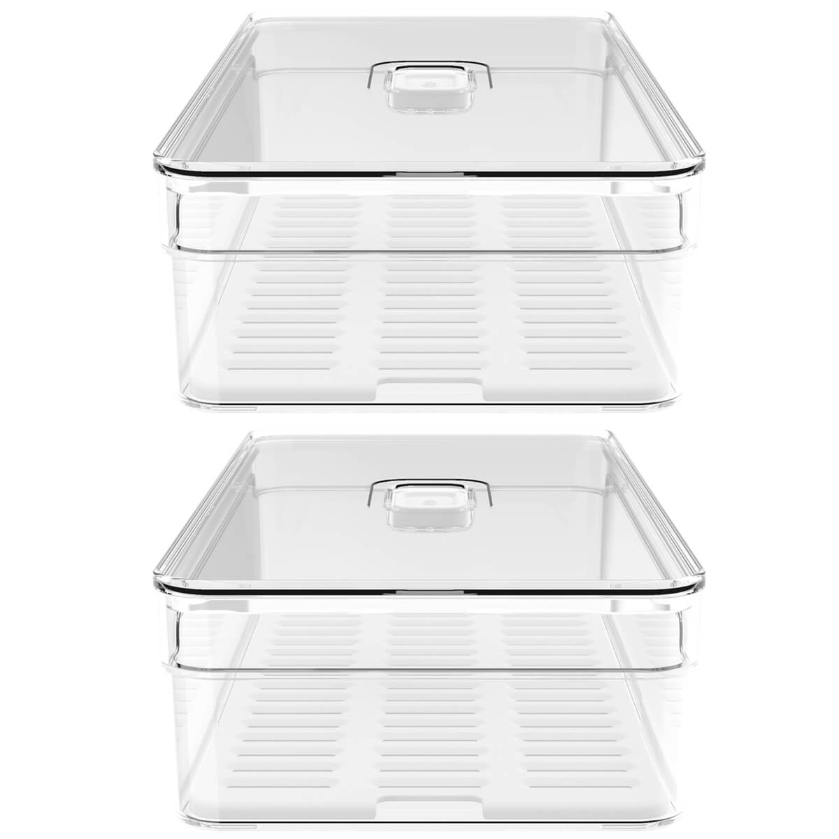Kit 2 Organizadores Geladeira 2,8L Cozinha Multiuso Com Respiradouro Frutas Legumes Clear Fresh OU
