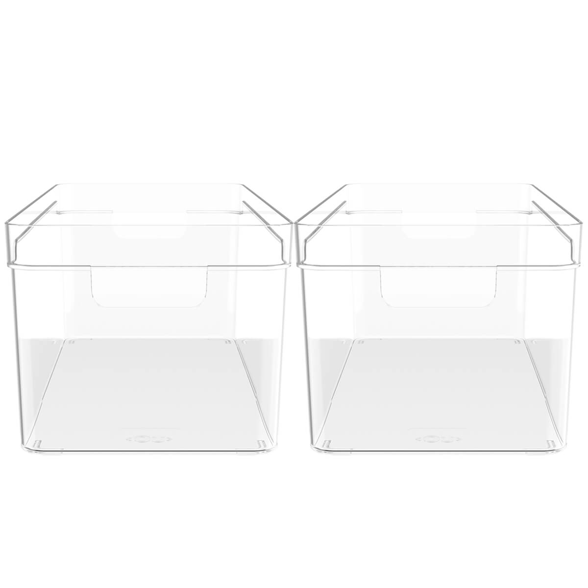 Kit 2 Organizadores de Armário 30x15x13cm Caixas Organizadoras Empilháveis Com Alças Clear OU