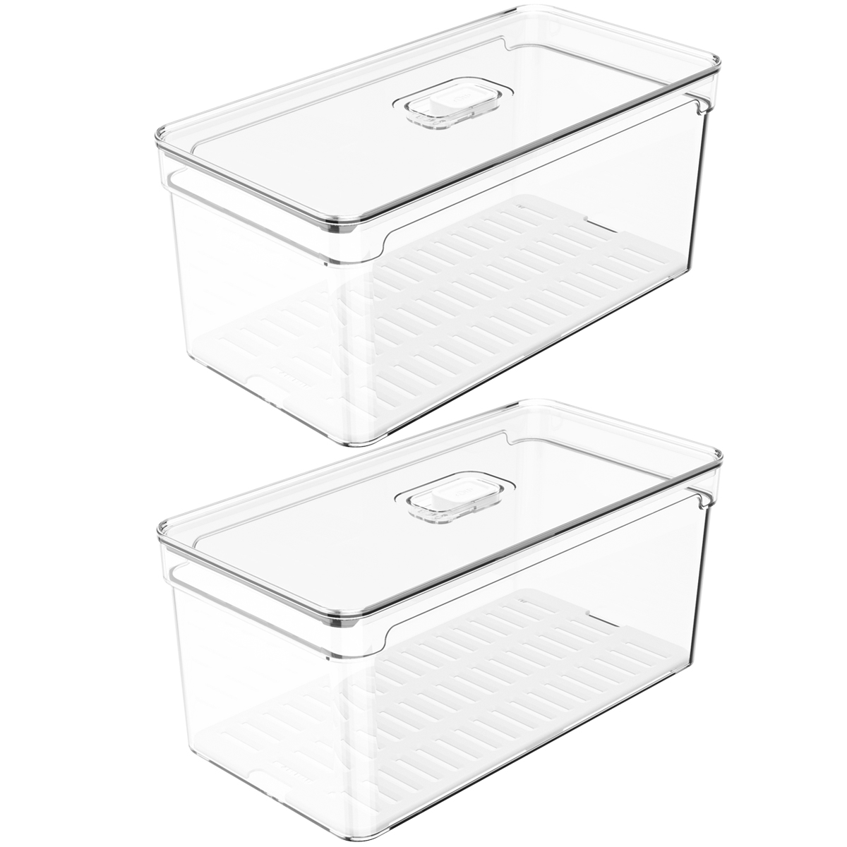 Kit 2 Organizadores de Geladeira 5L Porta Frutas Legumes Vegetais Com Respiradouro Clear Fresh OU