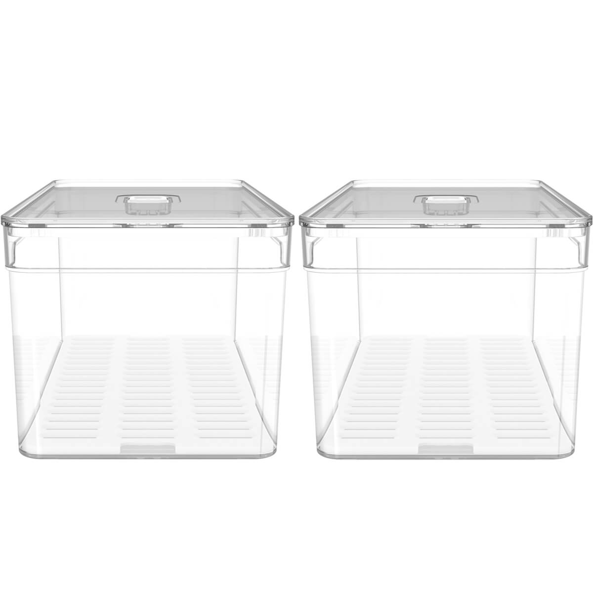 Kit 2 Organizadores de Geladeira 5L Porta Frutas Legumes Vegetais Com Respiradouro Clear Fresh OU